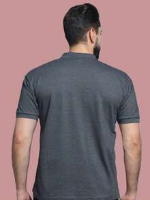 Men's Plain Polo Shirt - 深灰色 - 查看 3