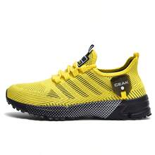 Men's Casual Breathable Double Mesh Sports Shoes, Suitable For Daily Outdoor Sports, Tennis, Fitness, Hiking Outdoor Sports Shoes - 黃色 - 查看 2