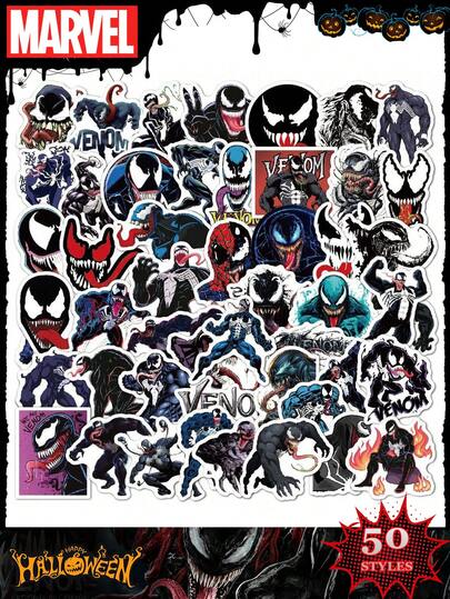 Marvel 50 件漫威官方授权贴纸高品质 PVC 炫酷时尚防水贴纸标记标签行李电脑电话马克杯水瓶桌面装饰 DIY 自粘贴纸圣诞节生日万圣节礼物
