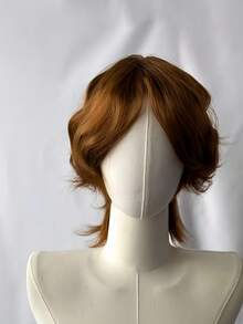 Men's Short Wolf Tail Carp Head Wig, Halloween Costume Role Play Button Mesh Wig, Easy To Wear, Japanese Carp Head Cosplay Wig For Men, Medium Long Straight Hair Wig Full Head, Unisex Wolf Tail Realistic Hair - Multicolor - View 11