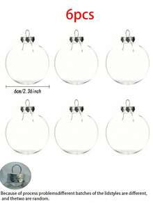6 pièces - 6/8 cm Boule de Noël avec couvercle argenté, boule de Noël transparente. Décorations de Noël DIY, boules en plastique transparent à remplir. Décorations suspendues avec couvercle amovible, convient pour Noël, anniversaire, mariage, décoration d'arbre de Noël - Argent - Voir 11