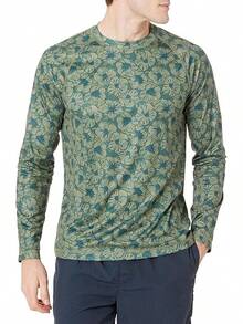 Essentials - Camiseta de natación de manga larga y secado rápido UPF 50 para hombre - flor de hibisco de oliva - Ver 13