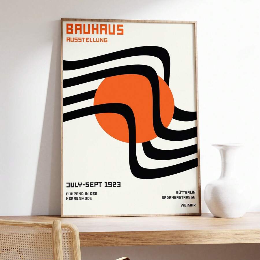 Bauhaus-Inspired Frameless Poster - Modern Geometric Wall Art For Home & Office Decor, Canvas Print - Multicolor - View 1