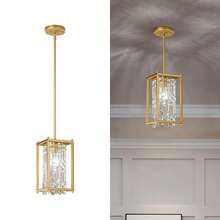 Modern Gold Pendant Light Fixtures For Kitchen Island, Crystal Chandelier Lights Fixture, Elegant Adjustable Pendant Lighting For Dining Room Bedroom (1-Light) - Vàng - Xem 1