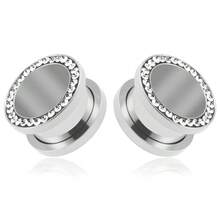 2PCS Hot Band Drill Ear Gauges 316 Stainless Steel Round Ear Tunnels Plugs Piercing Can Diy Body Jewelry Women Expander Stretchers - Round - View 23