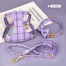 1 Set Adjustable Bow Plaid Dog Harness & Leash Set, Pet Leash & Chest Strap, Cute Pet Supplies Dog Accessories - Multicolor - View 27