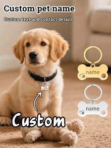 1pc Customized Pet Dog Tag, Fashionable Personalized Double-Sided Deep Engraved Cat & Dog Tag, Personalized Cat & Dog Puppy Pet ID Pendant, Collar Pendant - Multicolor - View 1