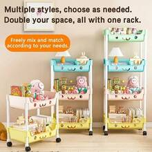 Multi-Layer Storage Rack Multi-Layer SPA Storage Cart - PABA, Non-Electric, Mobile Storage Rack With Wheels, 3/5 Layers, Suitable For Living Room, Bedroom Dormitory Book Storage Rack, Bedside Cart, Utility Cart, Book Cart, Roller Cart, Baby Stroller Storage Box, Kitchen Storage Box, Diaper Cart, Bathroom Storage Box - Màu-5 lớp - Xem 3