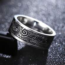 Men's Gothic Rock Punk 8mm Black Retro Stainless Steel Ring 8mm Wide Design Enhances Cool Aura Black Retro Tone Highlights Dark Style Stainless Steel Material Is Wear-Resistant & Easy To Maintain Suitable For Band Performances/Music Festivals/Punk Street Wear Easily Adds Personalized Rock Highlights To Hands - 12 - 查看 5
