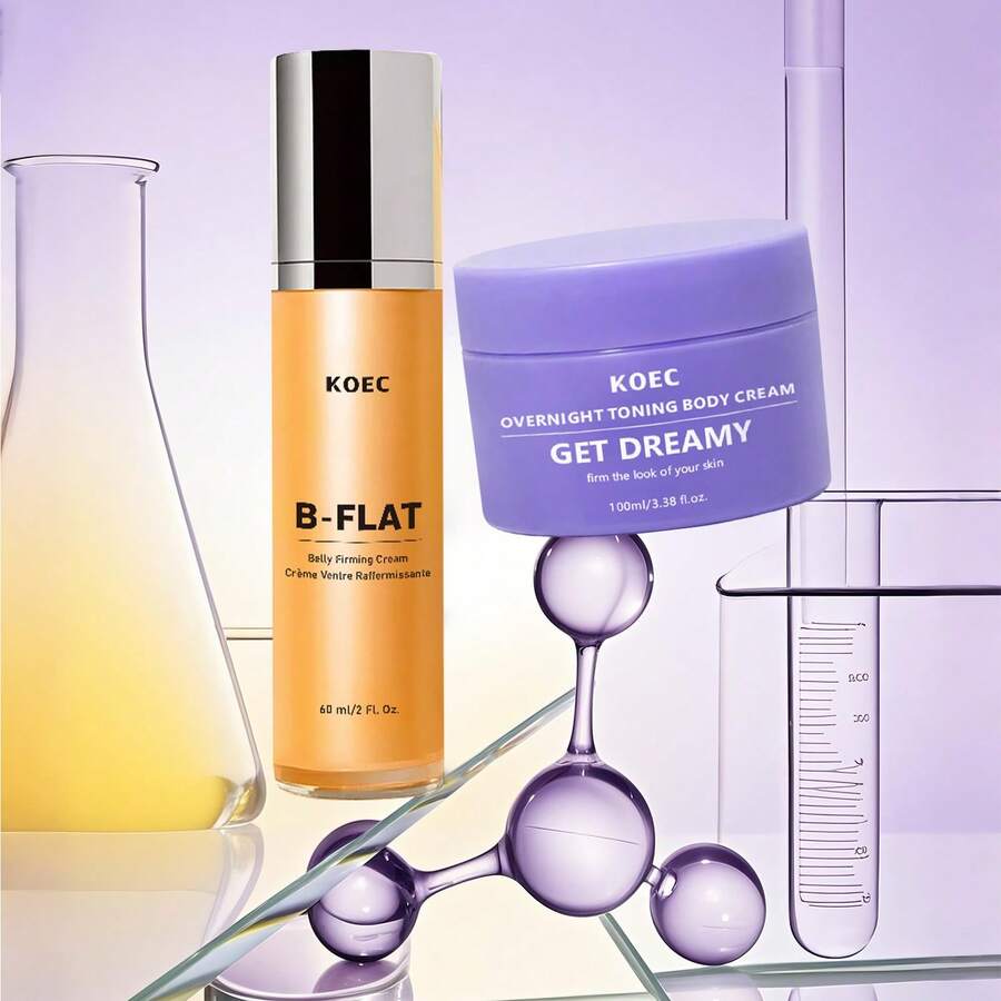KOEC GET FLATTERED The Skin-Smoothing Duo Tightens, Firms, And Smooths The Look Of The Skin And Gives Visible Results In 30 Days, Stretch Mark Remover - Overnight Toning Whip + Flat Belly Firming Cream - 查看 1