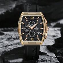 Đồng hồ đeo tay nam thời trang NAVIFORCE hàng đầu, hàng hiệu cao cấp, chống nước, đồng hồ bấm giờ, lịch, dây đeo silicon, đồng hồ thể thao, quân đội, thạch anh, quà tặng nam 6101 - màu đen - Xem 3