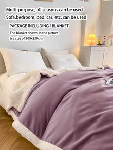 1pc Lavender Milk Velvet Lamb Wool Soft & Cozy Blanket, Suitable For Bedroom & Guest Room, Warm & Machine Washable - Màu tím hoa cà - Xem 5