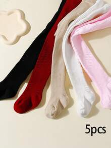 5pcs/Pack Kids' Solid Color Versatile Tights, Suitable For Girls' School Uniform And Everyday Wear, Spring/Autumn - Multicolor - View 8