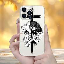 Funda para teléfono con diseño de Cristo, León, Cruz y Fe, compatible con iPhone 16, 15, 14 Pro Max, 13, 12, 11, XR y XS Plus. Fabricada en silicona TPU, ofrece protección contra golpes y caídas, además de una excelente sensación al tacto. Es el regalo ideal para familiares, amigos y seres queridos. - transparente - Ver 1