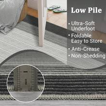 Washable Indoor Modern Bordered Accent Rug Soft Gradient Carpet Faux Wool Print Rug Stain Resistant Indoor Carpet With Non-Slip Backing Non-Shedding Low Pile Floor Cover For Laundry Kitchen Entryway - 黑灰色 - 查看 7