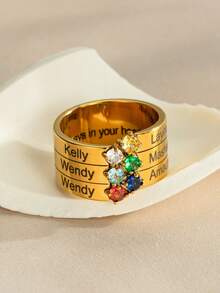 1Pc Personalized Engraved Multiple Names Ring,Minimalist Birthstone Ring,Charm Custom Zirconia Ring For Her,Engraved Family Multiple Names Ring With Birthstone,Couple Rings,Charm Custom ID Nameplate Ring,Valentine'S Gift,Birthday Gift,Unique Gift For Friends,Friendship Gift,Anniversary Gift - Multiple Name Rings - View 26
