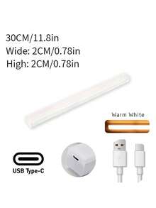 1pc Under Cabinet Light, Wireless Motion Sensor LED Light Bar, LED Long Sense Light, Rechargeable Magnetic Night Light, For Corridor Kitchen Cabinet Stairs Hallway Wardrobe Home Room Decoration - White - View 11