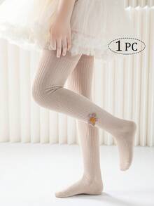 1/2 双女童紧身裤，婴儿/幼儿/儿童，向日葵连裤袜，白色，卡其色，米色，肤色，纯色，连脚紧身裤，花卉装饰，条纹打底裤，学校，公主，可爱风格，打底裤，春季连脚裤，四季舞蹈袜，适合日常连体裤，时尚百搭舞蹈裤，户外紧身裤，返校季，学生，新学期，开学 - 彩色 - 查看 14