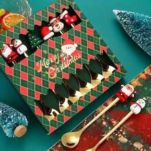 Set de couverts portable de Noël, cuillère et fourchette réutilisables avec boîte de rangement, convient pour le camping, le pique-nique et l'usage quotidien, cuisine, cadeau de Noël