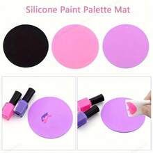 1pc Silicone Paint Palette Mat Round Foldable WashableToenail