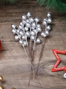 10pcsChristmas Tree Branch Red Berry Stem Decoration Christmas Tree Holiday DIY Handicrafts Christmas Ornaments Wedding Home Decoration Christmas Tree Red Berry Stem Decoration - Artificial Flowers And Holly Berry Branch Fake Decoration Christmas Winter Holiday Home Decoration - Multicolor - View 5