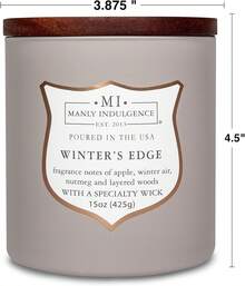 Winters Edge - Velas perfumadas para hombres, mecha de madera de 15 onzas, cera de mezcla de soja premium, quemaduras de 60 horas, velas perfumadas para el hogar, fabricadas en los - Traje y corbata - Ver 12