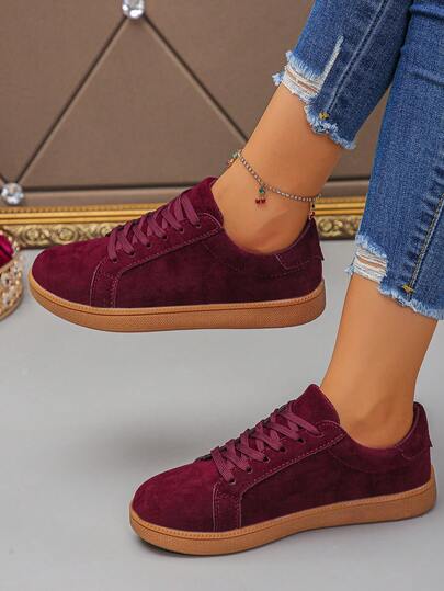 Fashionable Women's Casual Flat Sneakers, Lightweight Skateboard Shoes