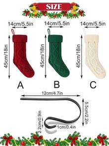 18 Zoll Weihnachtsstrümpfe, kabelgestrickte Großformat Strümpfe mit Haken, rot, elfenbein, grün, Weihnachts-Feiertagsdekoration, für Familien-Weihnachtsfeier, Weihnachtsgeschenke, Kamin-Dekoration Weihnachtsdekorationen Winterraumdekoration Weihnachtsdekorationen Zuhause Weihnachtsgeschenke Weihnachtsdekorationen - Verschiedenfarbig - Übersicht 5