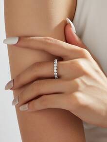 1 chiếc nhẫn thép không gỉ mạ vàng 18K đính đá Cubic Zirconia, trang sức nữ, quà tặng đám cưới, tiệc tùng, hẹn hò. - Một chiếc nhẫn khảm đá zircon lớn - Xem 10