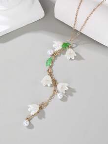 NAIZHU 1 chiếc vòng cổ tua rua ngọc trai và hoa loa kèn dài thanh lịch dành cho nữ, thích hợp để đeo hàng ngày và đi nghỉ - Nhiều màu - Xem 7