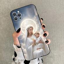 Funda de Teléfono de la Virgen María y Jesús compatible con  15,14,13,12,11,Plus,Pro Max,XS,X,XR,SE,Mini,8,7, funda de silicona suave negra, funda compatible con  17, funda de  17 Pro, funda de  17 Pro Max - z1 - Ver 10