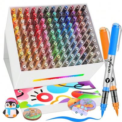 120/80/60/48/36/24/12 Colors Acrylic Marker Pen Set, Quick-Drying & Fade-Resistant, Suitable For Painting, Illustration, Handicraft Creation, Coloring Books, DIY Projects On Paper, Fabric, Wood, Stone, Plastic, Glass, Ceramic, Pumpkin, Metal And More. Ideal Gift For Students And Adults For Easter, Thanksgiving, Halloween, Christmas