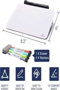 TSJ OFFICE Small Desktop Whiteboard - Glass Dry Erase Board 8 X 6 Inches Tabletop Easel Whiteboard With Stand, Desk Board Buddy For Artist, Teacher And Student - MàuK - Xem 6