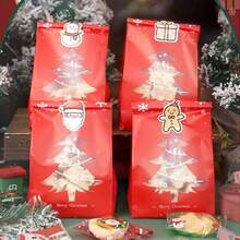 10pcs/25pcs/50pcs Reusable Christmas Plastic Gift Bags - Mixed Colors With Snowflake & Christmas Tree Patterns, Holiday Party Decorations, Christmas Gift Wrapping Supplies, Festive Themed Design, Christmas Decor, Christmas Gifts Packaging, New Year Decorations (Stickers Not Included) - Multicolor - View 2