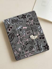 可爱卡通猫咪、动物、蝴蝶、字母、星星、蝴蝶结图案双面亚克力透明水晶后盖，防震耐用，适用于iPad 7、8和10代（10.2英寸）。内置笔槽，支持睡眠/唤醒功能。是万圣节和新年礼物的理想之选。