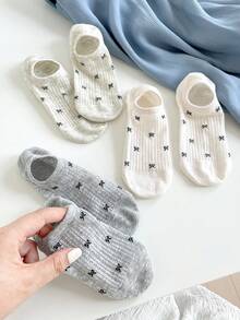 30/20/5雙女款甜美蝴蝶結極簡船襪，隱形網眼休閒襪，防滑，適合日常穿著與外出，春/夏 - 彩色 - 查看 5