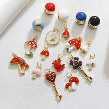 1pc Fashionable Mushroom, Crab Red Series Beaded Pendant, For DIY Bracelet, Necklace, Earring, Jewelry Accessory Crafting