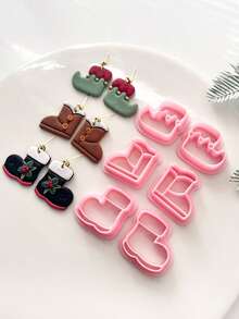 Winter Christmas Boot Polymer Clay Cutters And Soft Clay Molds, For Handmade Earring Making - Suitable For Beginners & Jewelry Artists, Polymer Clay Stud Earring Making Tool, Clay Jewelry Making Kit, Clay Earring Molds, Made By PLA, Perfect Holiday Gift