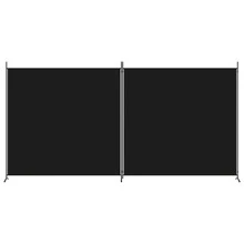 2 Panel Room Divider Black 348x180cm, Fabric Folding Privacy Screen, Freestanding Partition For Bedroom & Office Decor, Polyester & Iron - 黑色 - 查看 8