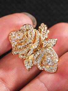1 PC Luxury Flower Cubic Zirconia Ring For Women For Wedding Engagement Anniversary Party Jewelry Valentine's Day Gift