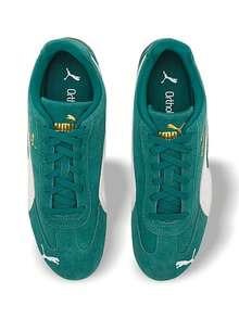 PUMA Speedcat OG 男士休闲运动鞋，轻便缓震，透气舒适，防滑贴合，纯色设计，百搭运动，适合健身房、日常穿着、街头风、通勤旅行，黑色，398846-12 - 綠色和白色 - 查看 4