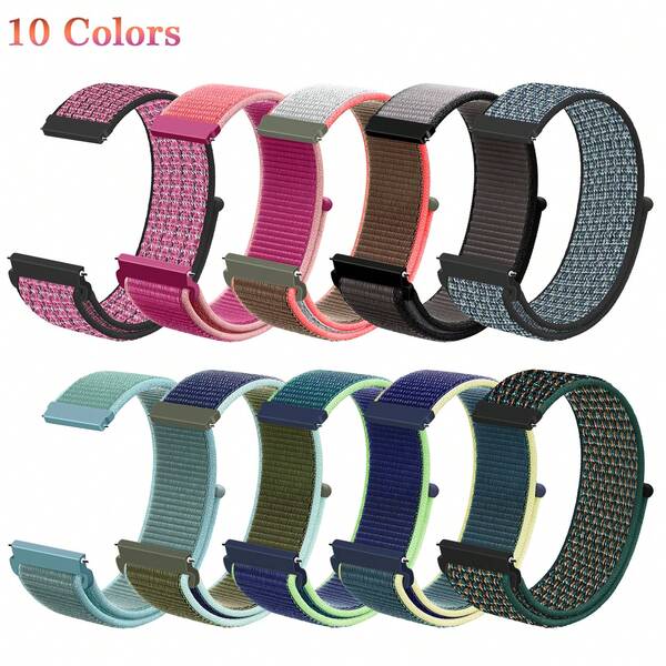 20mm 22mm Correa de nailon para Galaxy Watch 7 6 5 4 FE 40mm 44mm/Galaxy 6/4 Classic 47mm 43mm/46mm 42mm/Watch 5 Pro 45mm/3 41mm/Active 2 Hombre/Mujer, Correa de bucle deportivo para Garmin Vivoactive 3/Forerunner 645