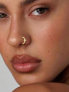 1 pieza Anillo de nariz hipoalergénico chapado en oro de 14k Aro de segmento con bisagra Piercing corporal Aro de nariz Aros de labio Aro de hélix de cartílago de la oreja - Perno nasal simple - Ver 3