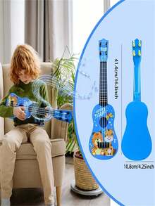 [Ukulele divertido] Mini ukulele de brinquedo com guitarra | Instrumento musical educativo e quebra-cabeça para crianças, meninos e meninas, jardim de infância | Presentes para festa, aniversário, Natal, Halloween, equipamentos divertidos