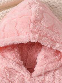Setelan Baju Hoodie Plush untuk Anak Perempuan dan Legging Polos Kasual, Pakaian Sehari-hari untuk Musim Dingin - Berwarna merah muda - View 3
