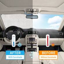 1 peça de guarda-sol retrátil para carro, estampa de desenho animado, espessado, design com ventosa, fácil de instalar e armazenar, isolamento térmico para o verão - Preto - Ver 8