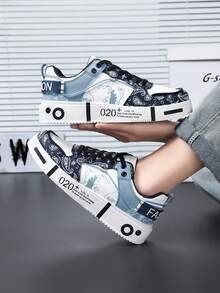 Teenagers' Casual Sneakers, Low-Top Skateboard Shoes, Lightweight Non-Slip Thick Sole Sports Shoes For Youth