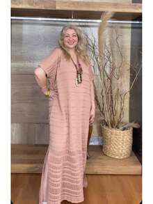 Beach Vintage Boho Elegant Party Casual Knit Lace Side Split Holiday Evening Office Home Travel All - 棕色 - 查看 3