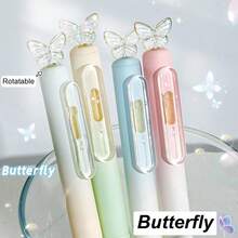 This Pen Made My Teacher Ask Where I Bought It!!! Rotating Butterfly Ballpoint Pen; Gradient Butterfly Refillable Ballpoint Pen; High-Quality-Drying Brush Pen; 0.5mm Ballpoint Pen; Essential School Supplies For The Start Of The School Year; Small Gifts For Students; Office Signing Pen