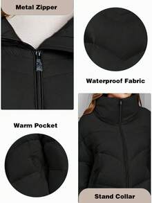 ZIAI Women's Casual Stand Collar Down Jacket, Versatile For Winter - Black - View 7